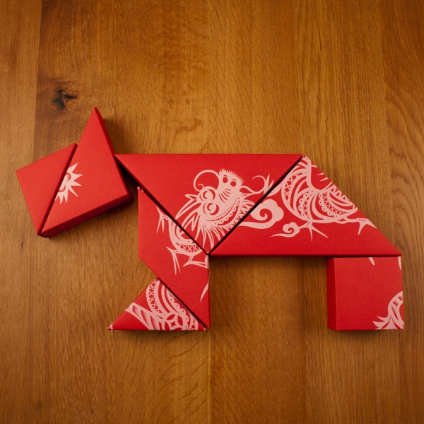 春節(jié)禮品盒包裝設(shè)計(jì)，新年七巧板的妙用