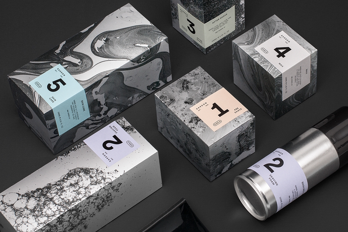 男士剃須系列產品包裝設計，包括全套的護膚化妝品
