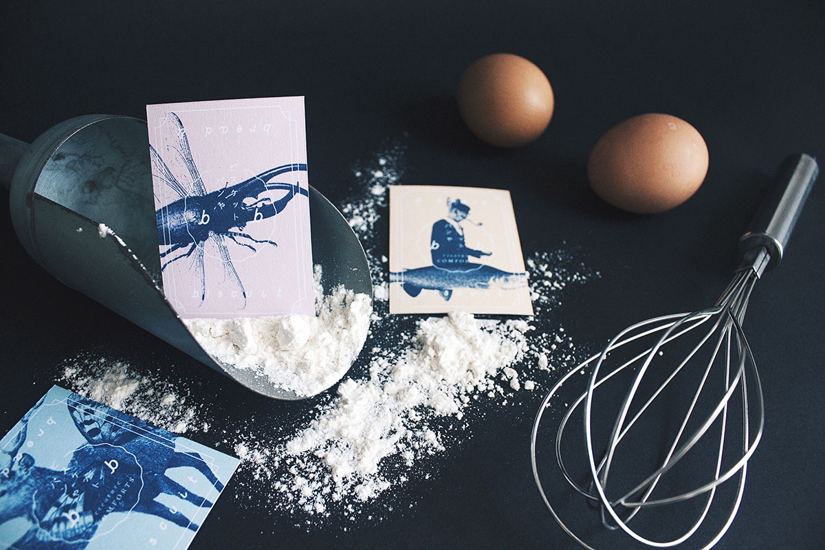 概念化早餐，面包與餅干食品飲料包裝設計