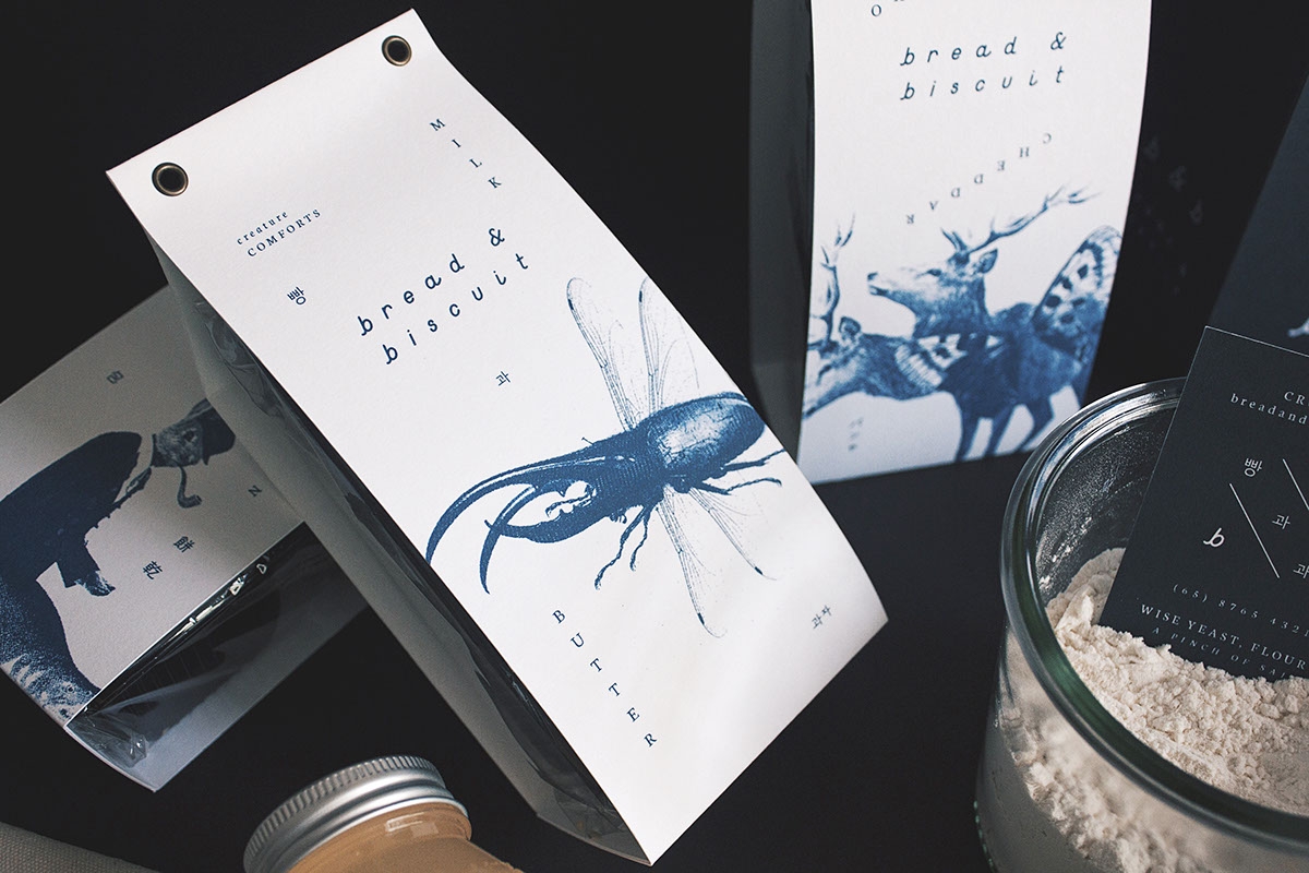 概念化早餐，面包與餅干食品飲料包裝設計