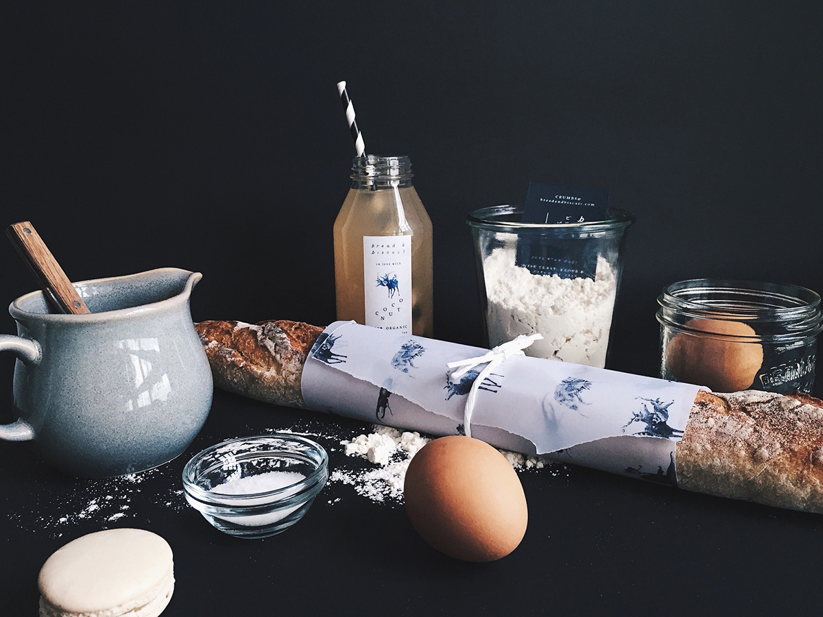 概念化早餐，面包與餅干食品飲料包裝設計