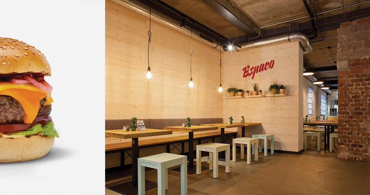 Espaco漢堡、薯條和飲料西餐店品牌包裝設計